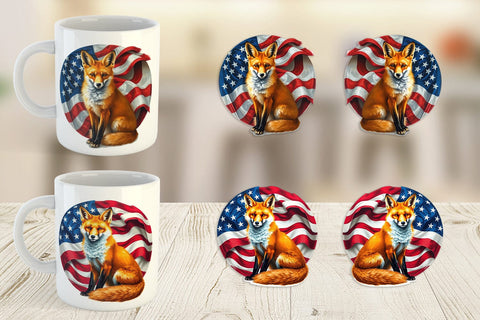 Mug Wrap Fox 4th of July Sublimation artnoy 