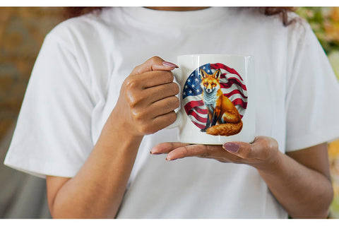 Mug Wrap Fox 4th of July Sublimation artnoy 