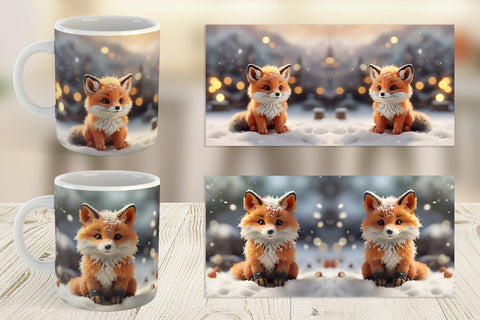 Mug Wrap Fox Christmas Sublimation artnoy 