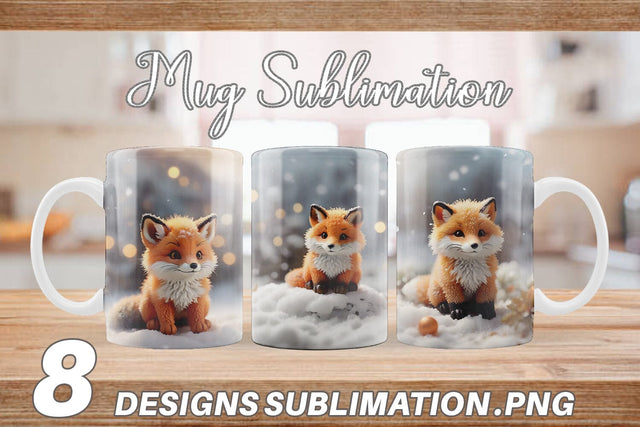 Mug Wrap Fox Christmas Sublimation artnoy 