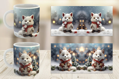Mug Wrap Fox Christmas Sublimation artnoy 