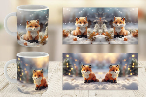 Mug Wrap Fox Christmas Sublimation artnoy 