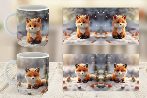 Mug Wrap Fox Christmas Sublimation artnoy 
