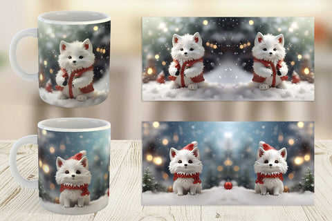 Mug Wrap Fox Christmas Sublimation artnoy 