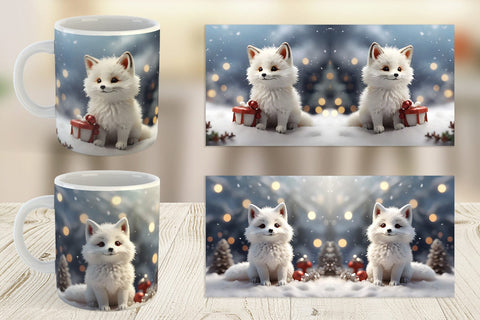 Mug Wrap Fox Christmas Sublimation artnoy 