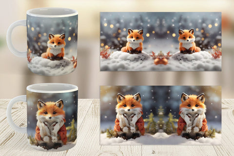 Mug Wrap Fox Christmas Sublimation artnoy 