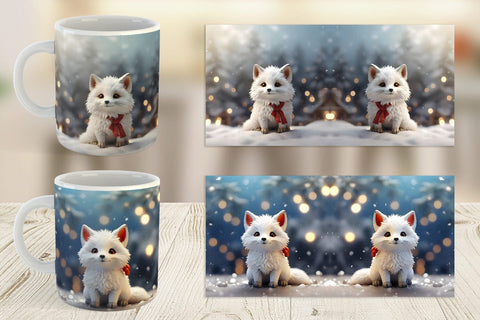 Mug Wrap Fox Christmas Sublimation artnoy 