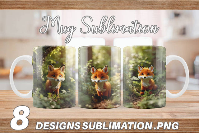 Mug Wrap Fox in Summer Forest Sublimation artnoy 