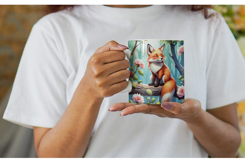 Mug Wrap Fox on Branch Sublimation artnoy 