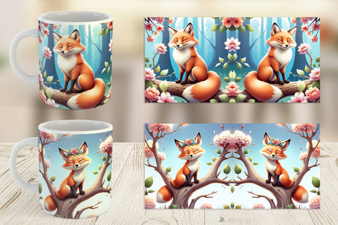 Mug Wrap Fox on Branch Sublimation artnoy 