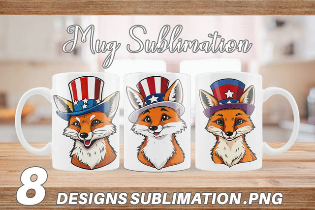 Mug Wrap Fox Patriotic Sublimation artnoy 