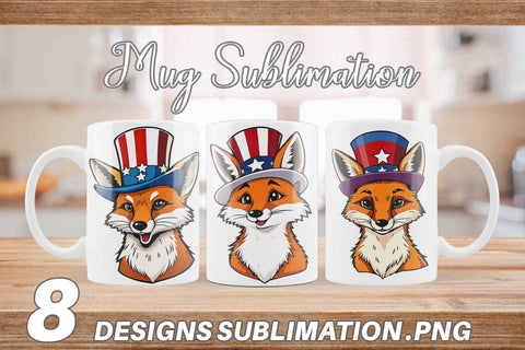 Mug Wrap Fox Patriotic Sublimation artnoy 