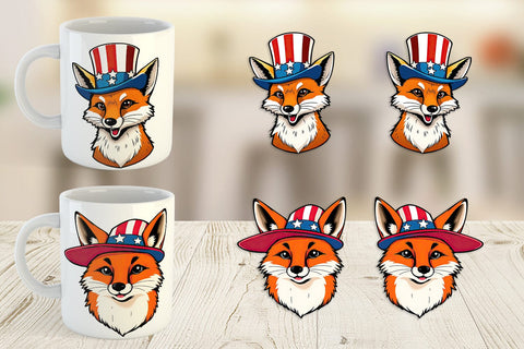 Mug Wrap Fox Patriotic Sublimation artnoy 