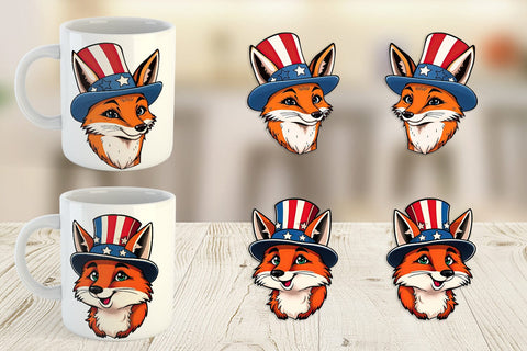 Mug Wrap Fox Patriotic Sublimation artnoy 