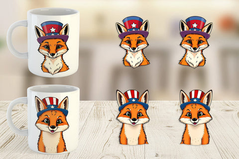 Mug Wrap Fox Patriotic Sublimation artnoy 