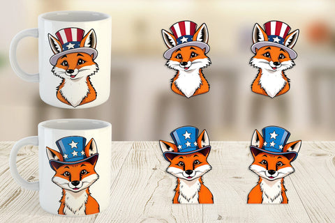 Mug Wrap Fox Patriotic Sublimation artnoy 