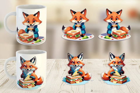 Mug wrap Fox with Sandwich Sublimation artnoy 