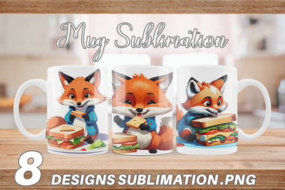 Mug wrap Fox with Sandwich Sublimation artnoy 