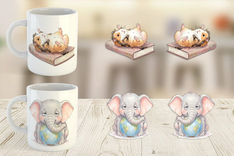 Mug Wrap Friday Burnout Animal Watercolor Sublimation artnoy 