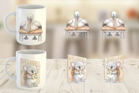 Mug Wrap Friday Burnout Animal Watercolor Sublimation artnoy 
