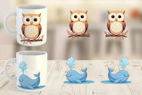 Mug Wrap Friendly Cute Animals Sublimation artnoy 