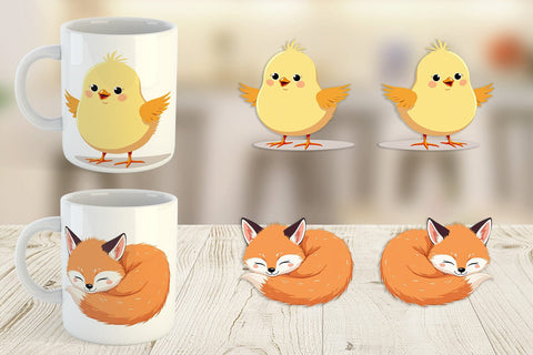 Mug Wrap Friendly Cute Animals Sublimation artnoy 