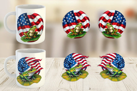 Mug Wrap Frog 4th of July Sublimation artnoy 
