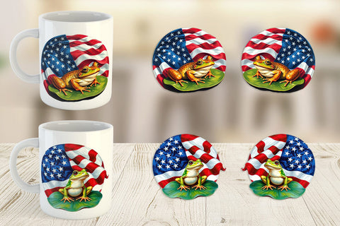 Mug Wrap Frog 4th of July Sublimation artnoy 