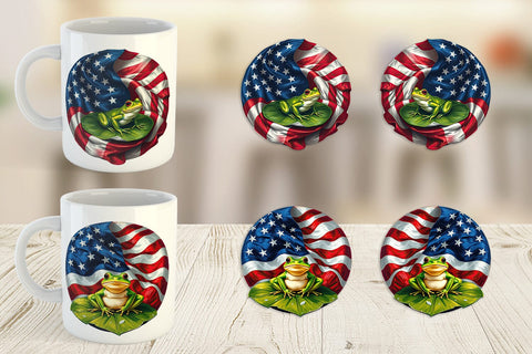 Mug Wrap Frog 4th of July Sublimation artnoy 