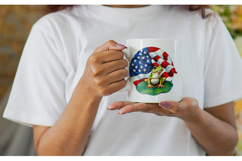 Mug Wrap Frog 4th of July Sublimation artnoy 