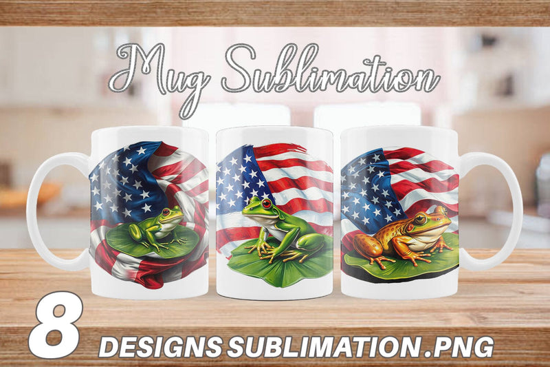 Mug Wrap Frog 4th of July Sublimation artnoy 