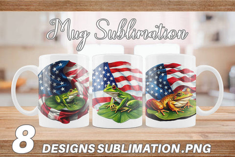 Mug Wrap Frog 4th of July Sublimation artnoy 