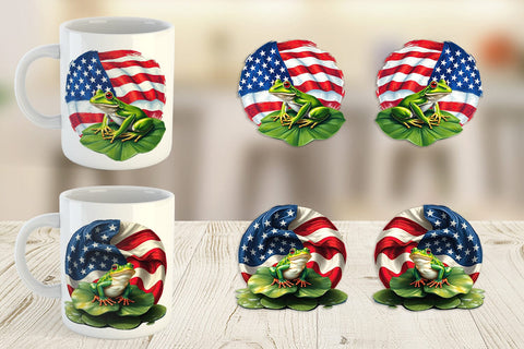 Mug Wrap Frog 4th of July Sublimation artnoy 
