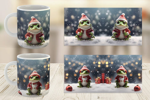 Mug Wrap Frog Christmas Sublimation artnoy 