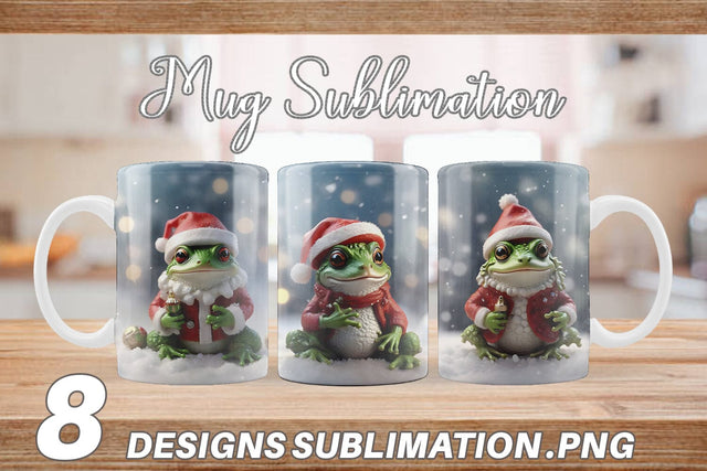 Mug Wrap Frog Christmas Sublimation artnoy 