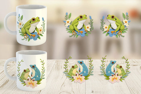 Mug Wrap Frog Embroidery Sublimation artnoy 