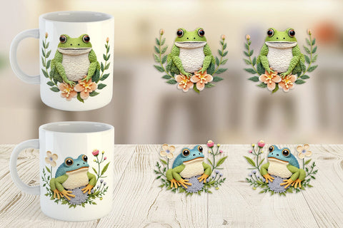 Mug Wrap Frog Embroidery Sublimation artnoy 