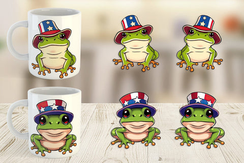 Mug Wrap Frog Patriotic Sublimation artnoy 