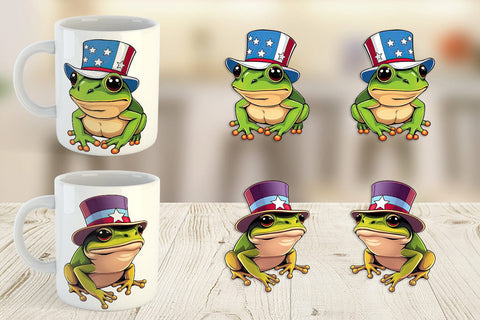 Mug Wrap Frog Patriotic Sublimation artnoy 
