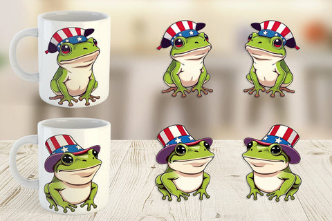Mug Wrap Frog Patriotic Sublimation artnoy 
