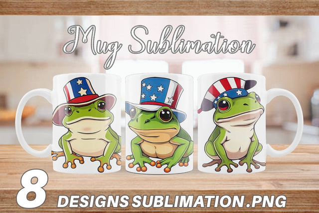 Mug Wrap Frog Patriotic Sublimation artnoy 