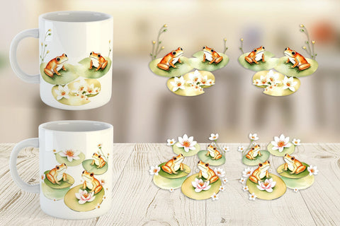 Mug Wrap Frog with Lily Pads Sublimation artnoy 