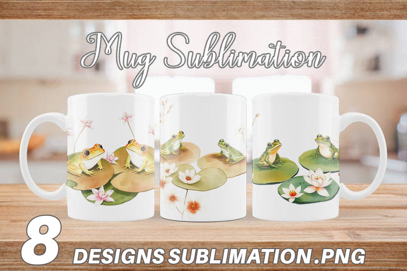 Mug Wrap Frog with Lily Pads Sublimation artnoy 