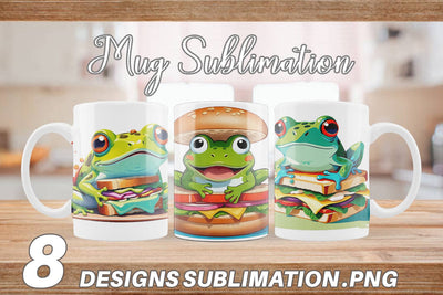 Mug wrap Frog with Sandwich Sublimation artnoy 