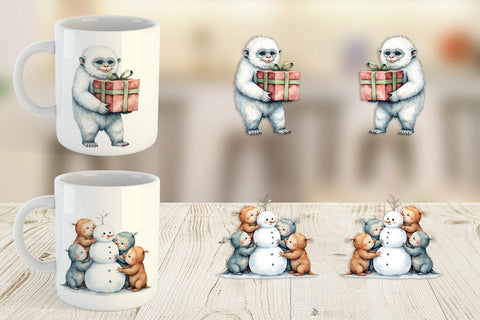 Mug Wrap Frosty Yeti Friends Sublimation artnoy 