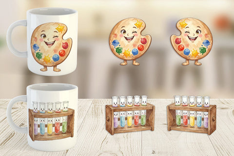 Mug Wrap Funky Art Science Mascot Watercolor Sublimation artnoy 