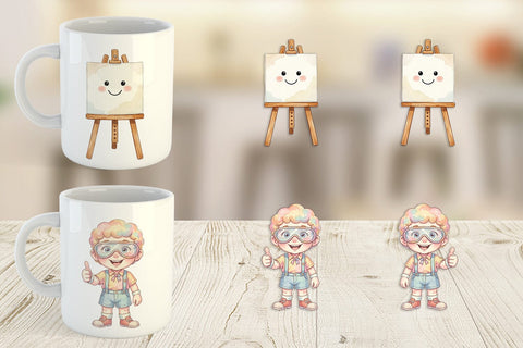 Mug Wrap Funky Art Science Mascot Watercolor Sublimation artnoy 