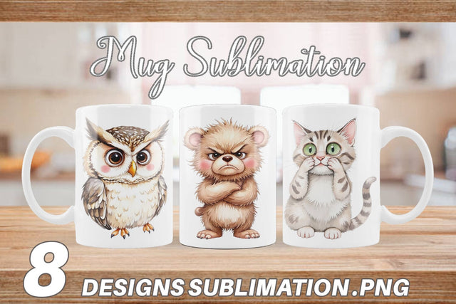 Mug Wrap Funny Animal Faces Sublimation artnoy 