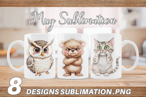Mug Wrap Funny Animal Faces Sublimation artnoy 