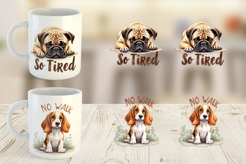 Mug Wrap Funny Dog Watercolor Big Eye Sublimation artnoy 